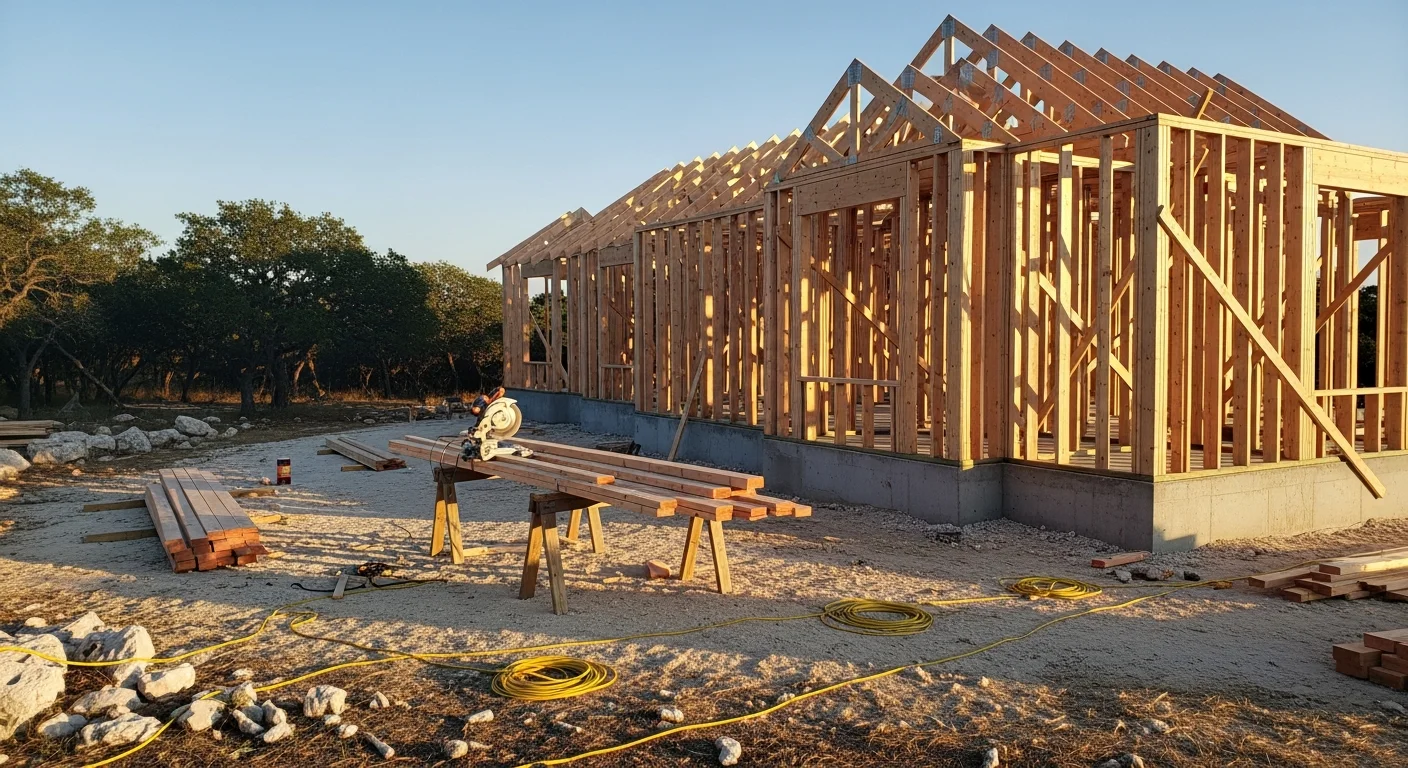Construction crew working on a residential building project