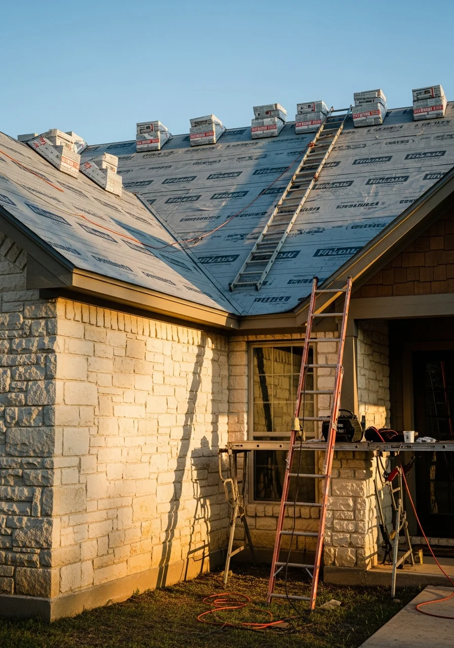 Professional contractor assessing exterior of residential property in Johnson City area.